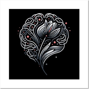 Symbolic Parkinson's Awareness Brain & Tulip Design Posters and Art